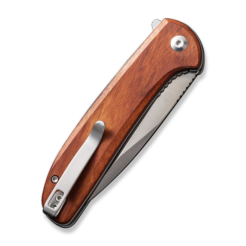 CIVIVI Primitrox Flipper Knife Guibourtia Wood Handle (3.48" Satin Finished Nitro-V Blade) C23005A-3