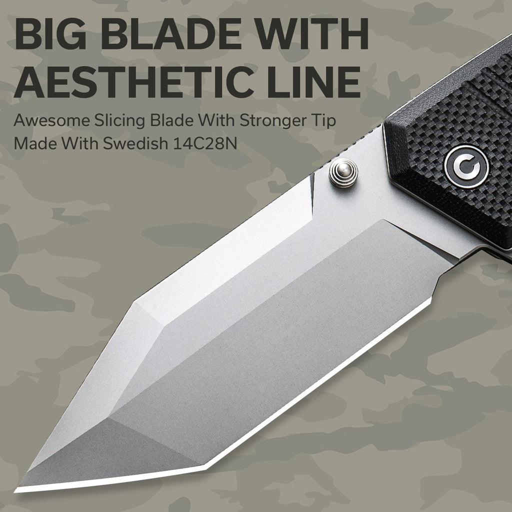 CIVIVI Bhaltair Flipper & Thumb Stud Knife G10 Handle 14C28N
