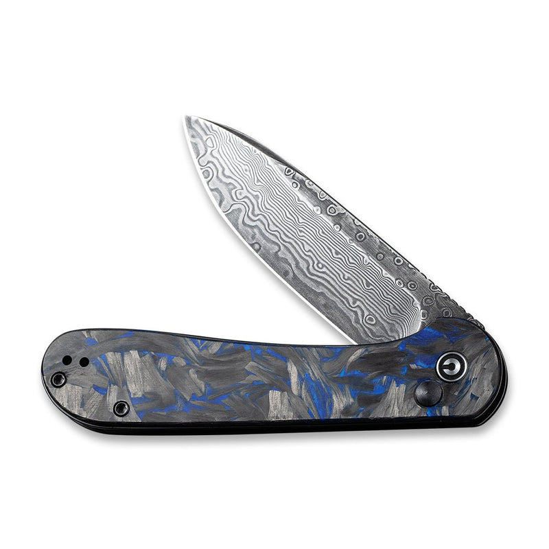CIVIVI Elementum Button Lock Knife Carbon Fiber Handle (3.47" Damascus Blade) C2103DS-1