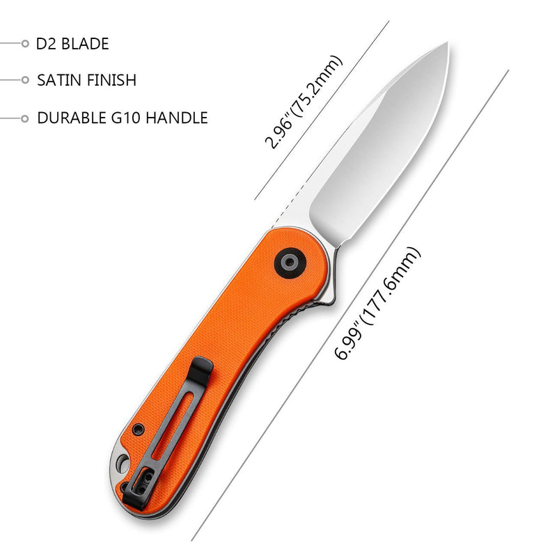 CIVIVI Elementum Flipper Knife G10 Handle (2.96" D2 Blade) C907R