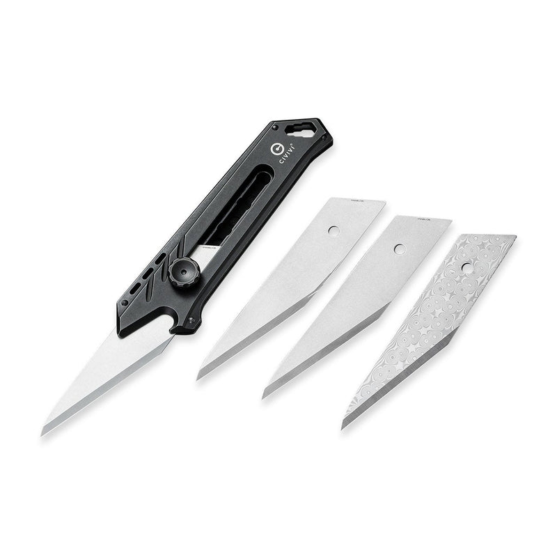 CIVIVI Mandate Utility Knife Titanium Handle (2.12" 1PC Damascus Blade And 2PCS 9Cr18MoV Blades) C2007D