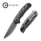 CIVIVI NOx Flipper Knife Carbon Fiber With Stainless Steel Handle (2.97" Damascus Blade) C2110DS-1