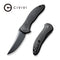 CIVIVI Synergy4 Flipper Knife Black G10 Handle (3.94" Black Nitro-V Blade, Trailing Point) C21018A-1