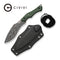 CIVIVI Vaquita II Fixed Blade Knife Green Canvas Micarta Handle (3.2" Damascus Blade) C047C-DS2