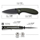 CIVIVI Faeger Flipper & Thumb Stud & Button Lock Knife Milled OD Green G10 Handle (2.98" Black Stonewashed 14C28N Blade) C24031-2