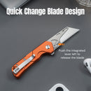 CIVIVI Pulsara Utility Flipper & Button Lock Knife Orange Aluminum Handle (2.44" Stonewashed S/S Blade Holder & Plain 6Cr13 Blade) C24041F-3