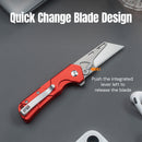 CIVIVI Pulsara Utility Flipper & Button Lock Knife Red Aluminum Handle (2.44" Stonewashed S/S Blade Holder & Plain 6Cr13 Blade) C24041F-2