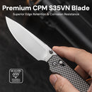 CIVIVI ELITE Tessera Thumb Stud & Crossbar Lock Knife Diamond Patterned Gray Aluminum Handle (3.37" Satin Finished CPM S35VN Blade) CE26029-1
