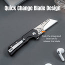 CIVIVI Pulsara Utility Flipper & Button Lock Knife Black Aluminum Handle (2.44" Stonewashed S/S Blade Holder & Plain 6Cr13 Blade) C24041F-1