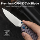 CIVIVI ELITE Tessera Thumb Stud & Crossbar Lock Knife Diamond Patterned Purple Aluminum Handle (3.37" Satin Finished CPM S35VN Blade) CE26029-2