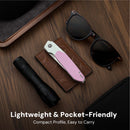 CIVIVI Brr15 Light Flipper Knife White & Powder Pink G10 Handle (3.2" Satin Finished Nitro-V Blade) C25063-3