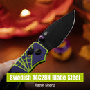 Halloween Official Site Exclusive - CIVIVI Baby Banter 2 - Spooky Thumb Stud & Crossbar Lock Knife Purple and Green G10 Handle (2.34" Black Stonewashed 14C28N Blade) C24074B-1