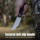 CIVIVI Carveth Hunting Fixed Blade Knife Black G10 Handle (3.59" Stonewashed AEB-L Blade) C25040-1, With 1PC Black Lanyard, Black Kydex Sheath & T-Clip
