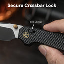 CIVIVI ELITE Tessera Thumb Stud & Crossbar Lock Knife Diamond Patterned Black Aluminum Handle (3.37" Black Stonewashed CPM S35VN Blade, Satin Flat) CE26029-3