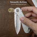 CIVIVI Elementum Flipper Knife Polished Clear Lexan Handle (2.96" Satin Finished Nitro-V Blade With Rock-Grind Pattern) C18062AM-1