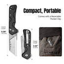 CIVIVI Pulsara Utility Flipper & Button Lock Knife Black Aluminum Handle (2.44" Stonewashed S/S Blade Holder & Plain 6Cr13 Blade) C24041F-1