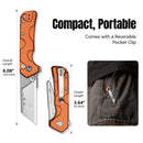 CIVIVI Pulsara Utility Flipper & Button Lock Knife Orange Aluminum Handle (2.44" Stonewashed S/S Blade Holder & Plain 6Cr13 Blade) C24041F-3