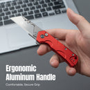 CIVIVI Pulsara Utility Flipper & Button Lock Knife Red Aluminum Handle (2.44" Stonewashed S/S Blade Holder & Plain 6Cr13 Blade) C24041F-2