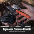 CIVIVI High Grass Field Knife Hunting Fixed Blade Knife Orange G10 Handle (2.93" Black Stonewashed 14C28N Blade) C25084-1, With 1PC Black Lanyard, Black Kydex Sheath & T-Clip