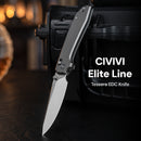 CIVIVI ELITE Tessera Thumb Stud & Crossbar Lock Knife Diamond Patterned Gray Aluminum Handle (3.37" Satin Finished CPM S35VN Blade) CE26029-1