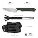 CIVIVI High Grass Field Knife Hunting Fixed Blade Knife Green Canvas Micarta Handle (2.93" Satin Finished 14C28N Blade) C25084-2, With 1PC Black Lanyard, Black Kydex Sheath & T-Clip