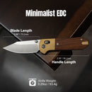CIVIVI Yonder Clip Point Thumb Stud & Crossbar Lock Knife Guibourtia Wood Handle And Stonewashed Brass Bolsters (2.88" Satin Finished 14C28N Blade) C25026-1