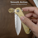 CIVIVI Elementum Flipper Knife Polished Yellow Ultem Handle (2.96" Satin Finished Nitro-V Blade With Rock-Grind Pattern) C18062AM-2