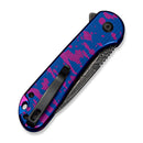CIVIVI Button Lock Elementum II Flipper Knife Blue / Purple Aluminum Handle (2.96" Black Stonewashed With Etching Pattern Nitro-V Blade) C18062PD-2026 BSW