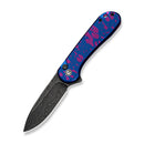 CIVIVI Button Lock Elementum II Flipper Knife Blue / Purple Aluminum Handle (2.96" Black Stonewashed With Etching Pattern Nitro-V Blade) C18062PD-2026 BSW