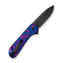 CIVIVI Button Lock Elementum II Flipper Knife Blue / Purple Aluminum Handle (2.96" Black Stonewashed With Etching Pattern Nitro-V Blade) C18062PD-2026 BSW