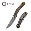 CIVIVI Lazar Front Flipper Knife Brass Handle (3.31" Damascus Blade) C20013-DS2 - CIVIVI