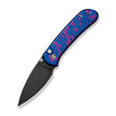 CIVIVI Qubit Button Lock & Thumb Stud Knife Blue / Purple Aluminum Handle (2.98" Black Stonewashed With Etching Pattern 14C28N Blade) C22030E-2026 BSW