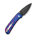 CIVIVI Qubit Button Lock & Thumb Stud Knife Blue / Purple Aluminum Handle (2.98" Black Stonewashed With Etching Pattern 14C28N Blade) C22030E-2026 BSW
