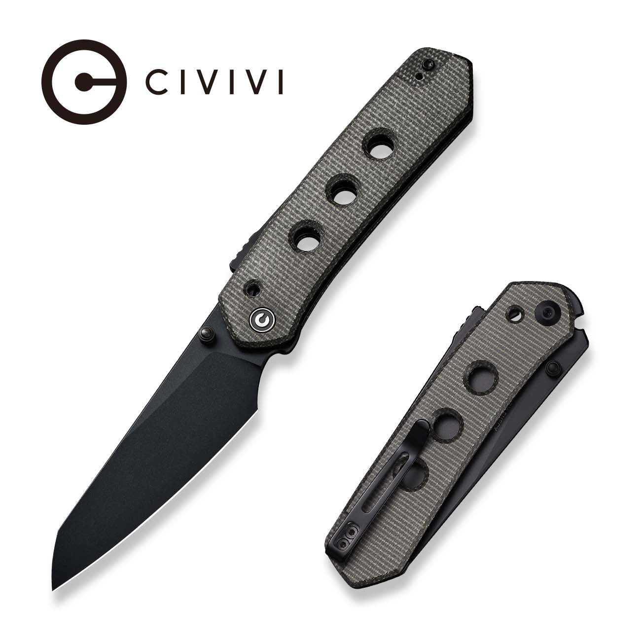 visvimSERRA × Fragment × AFFA ブラック US8 ① CIVIVI Vision FG Thumb Stud Knife Micarta Handle Nitro-V Blade
