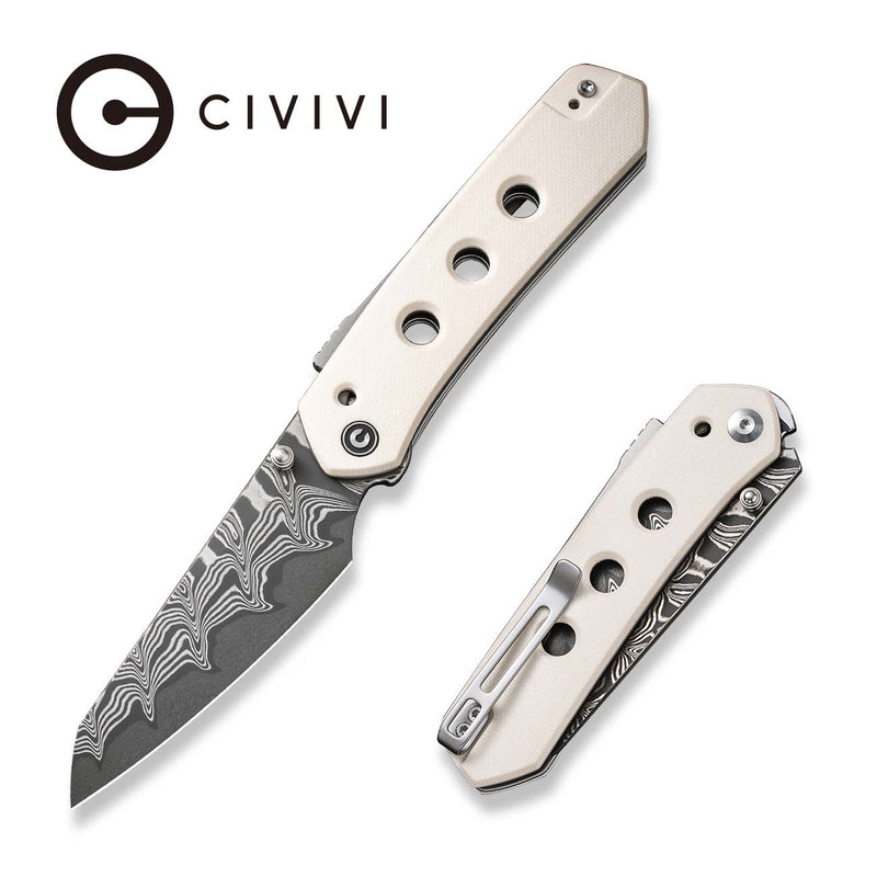 CIVIVI Vision FG Thumb Stud Knife G10 Handle Damascus Blade