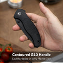 CIVIVI Vyrent Flipper & Thumb Stud Knife Black G10 Contoured Handle (3.48" Black Stonewashed Nitro-X7 Blade) C25037-1