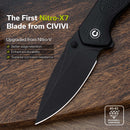 CIVIVI Vyrent Flipper & Thumb Stud Knife Black G10 Contoured Handle (3.48" Black Stonewashed Nitro-X7 Blade) C25037-1