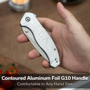 CIVIVI Vyrent Flipper & Thumb Stud Knife G10 With Aluminum Foil Contoured Handle (3.48" Stonewashed Nitro-X7 Blade) C25037B-1