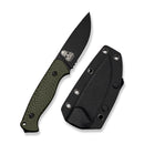 CIVIVI Pending Fixed Blade Knife OD Green G10 Handle (3.76" Black Stonewashed 14C28N Blade) C25053 Sample1, With 1PC Black Kydex Sheath & T-Clip