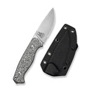 CIVIVI Pending Fixed Blade Knife Black / White Micarta Handle (3.76" Satin Finished 14C28N Blade) C25053 Sample2, With 1PC  Black Kydex Sheath & T-Clip