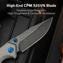 CIVIVI ELITE Brova Thumb Stud & Top Liner Lock Knife Gray Aluminum Handle (3.41" Black Stonewashed CPM S35VN Blade) CE25093-1