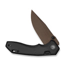 CIVIVI ELITE Brova Thumb Stud & Top Liner Lock Knife Black Aluminum Handle (3.41" Dark Brown Stonewashed CPM S35VN Blade) CE25093-2