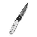 CIVIVI Brr15 Light Flipper Knife Black & White G10 Handle (3.2" Damascus Blade) C25063-DS1