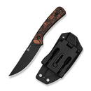 CIVIVI Carveth Hunting Fixed Blade Knife Orange & Black G10 Handle (3.59" Black Stonewashed AEB-L Blade) C25040-2, With 1PC Black Lanyard, Black Kydex Sheath & T-Clip