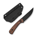 CIVIVI Carveth Hunting Fixed Blade Knife Guibourtia Wood Handle (3.59" Black Stonewashed AEB-L Blade) C25040-3, With 1PC Black Lanyard, Black Kydex Sheath & T-Clip