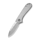 CIVIVI Elementum Flipper Knife Polished Clear Lexan Handle (2.96" Satin Finished Nitro-V Blade With Rock-Grind Pattern) C18062AM-1
