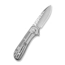 CIVIVI Elementum Flipper Knife Polished Clear Lexan Handle (2.96" Satin Finished Nitro-V Blade With Rock-Grind Pattern) C18062AM-1
