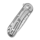 CIVIVI Elementum Flipper Knife Polished Clear Lexan Handle (2.96" Satin Finished Nitro-V Blade With Rock-Grind Pattern) C18062AM-1