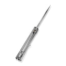 CIVIVI Elementum Flipper Knife Polished Clear Lexan Handle (2.96" Satin Finished Nitro-V Blade With Rock-Grind Pattern) C18062AM-1