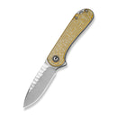 CIVIVI Elementum Flipper Knife Polished Yellow Ultem Handle (2.96" Satin Finished Nitro-V Blade With Rock-Grind Pattern) C18062AM-2